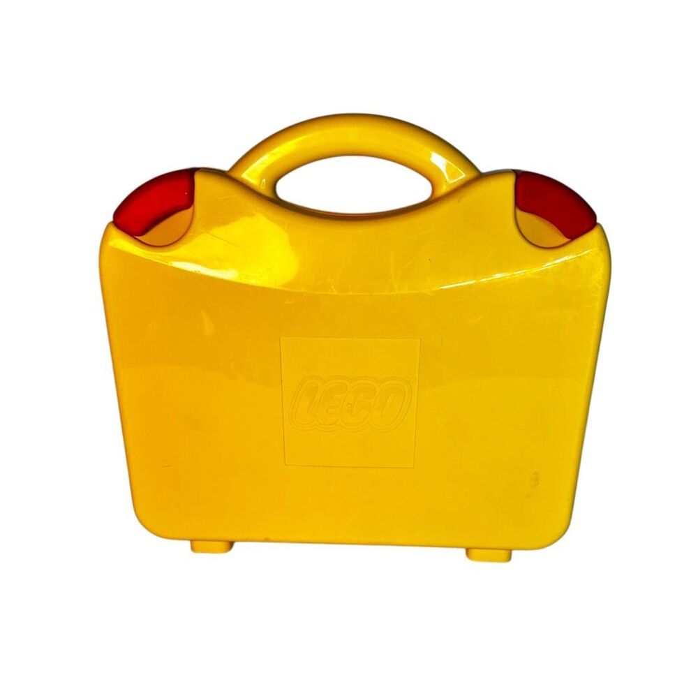 Vintage LEGO Yellow Plastic Carrying Carry Case Storage Box with Dividers